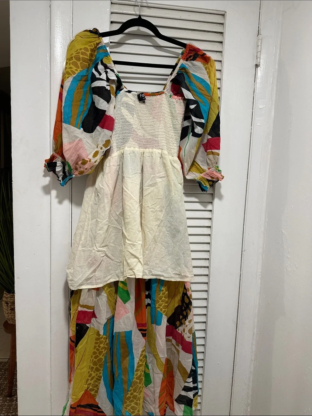 FATE Colorful Abstract Puff-Sleeve Maxi Dress - Multicolor - Picture 10 of 10